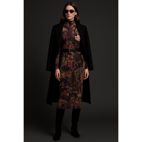 House Of Hackney Midnight Garden Long Sleeve Bodycon Midi Dress Mock Neck 12 - Picture 1 of 12